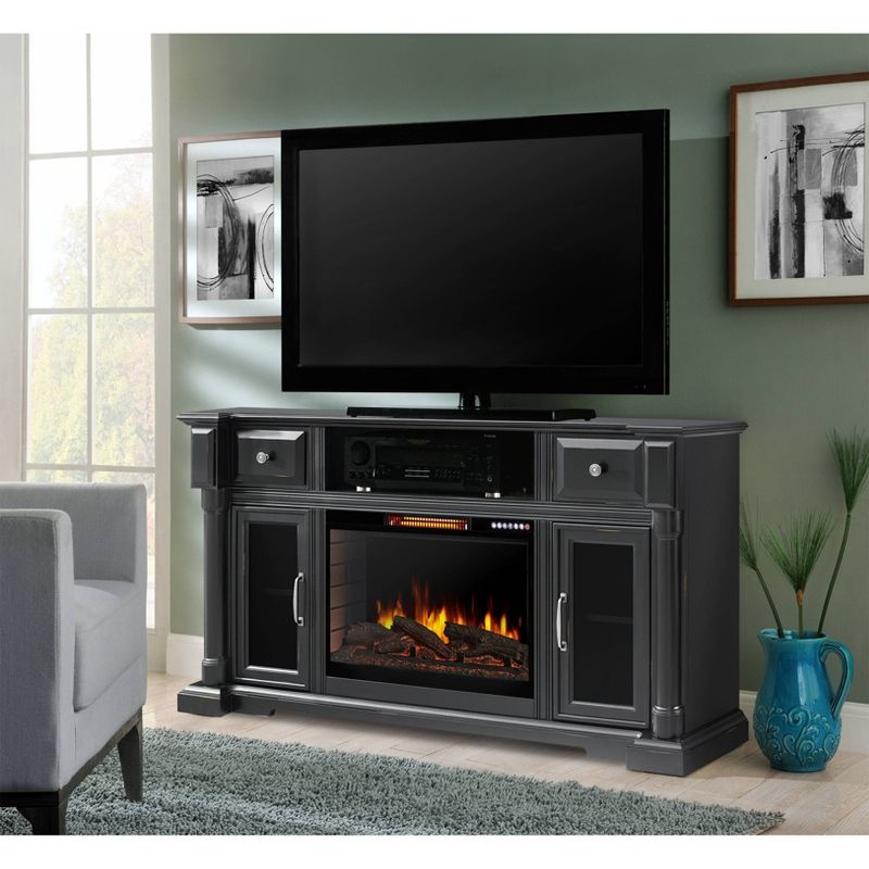 60" Vermont Media Electric Fireplace with Bluetooth Aged Black Finish - Muskoka