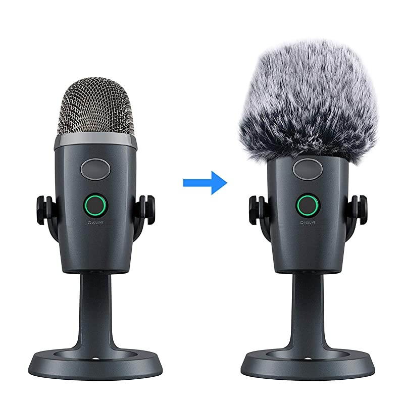 Microphone Furry Windscreen Muff Mic Wind Cover Fur Pop Filter as Foam Cover Compatible with Blue Yeti Nano