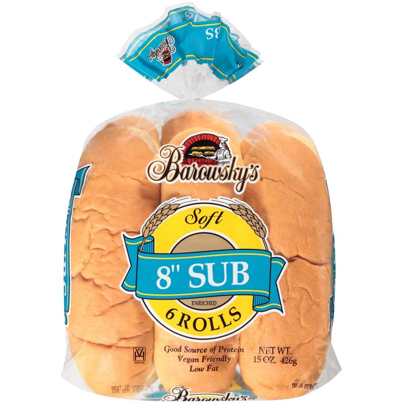 Barowsky's 8" Sub Rolls - 15oz/6ct