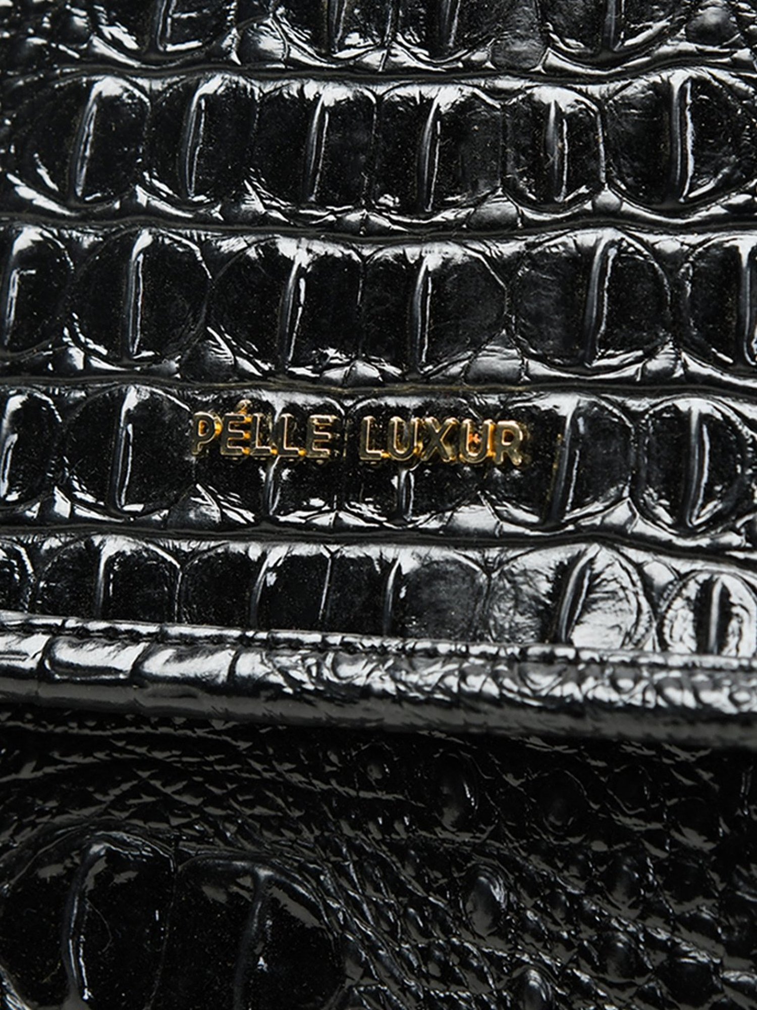 PELLE LUXUR Black Animal Effect Medium Satchel