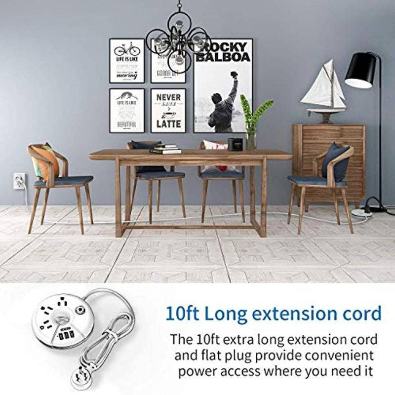 NTONPOWER Flat Plug Power Strip with USB Bundle, 3 Outlets Compact Power Strip with 5 ft Cord and 10 ft Long Extension Cord, Right Angle Plug, Wall Mount for Office, Home, Nightstand, Dorm Essentials