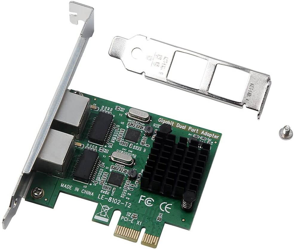 MagiDeal Dual RJ45 Port 1Gbps PCI-E X1 LAN Gigabit Ethernet Network Card