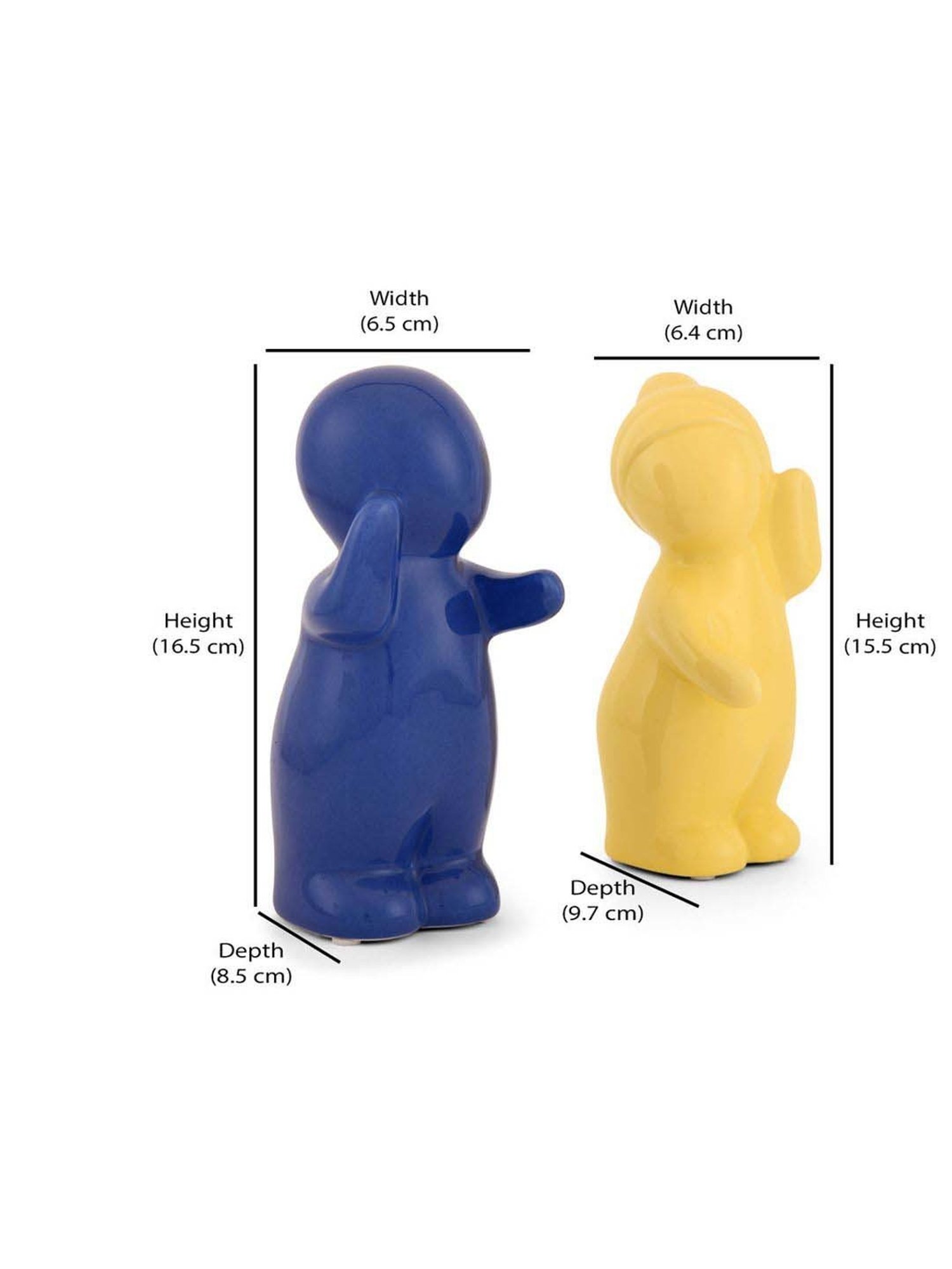@home Yellow & Blue Resin Two Children Hugging Decorative Showpiece - Set of 2