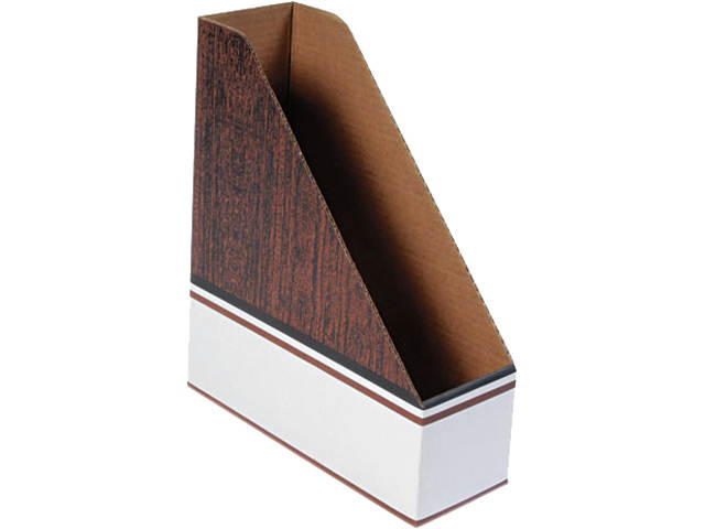 Bankers Box FEL07224 Corrugated Cardboard Magazine File, 4 x 11 x 12 3/4, Wood Grain, 12/Carton