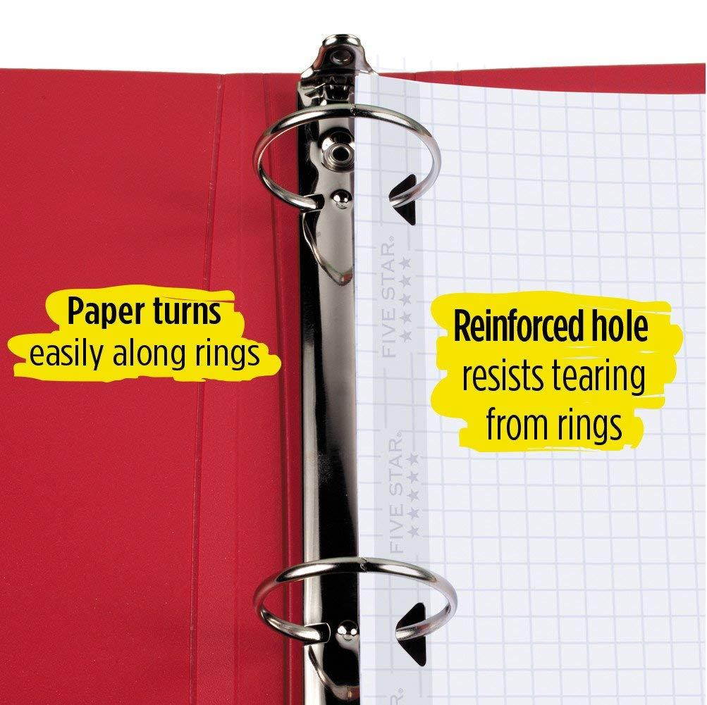 Five Star Loose Leaf Paper, 3 Hole Punched, Reinforced Filler Paper, Graph Ruled, 11" x 8-1/2", 100 Sheets/Pack, 3 Pack (38034)