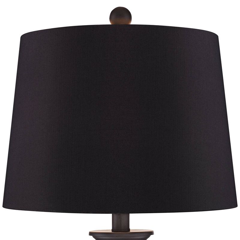 360 Lighting Dolbey Bronze Tapered Column Black Shade Table Lamps Set of 2