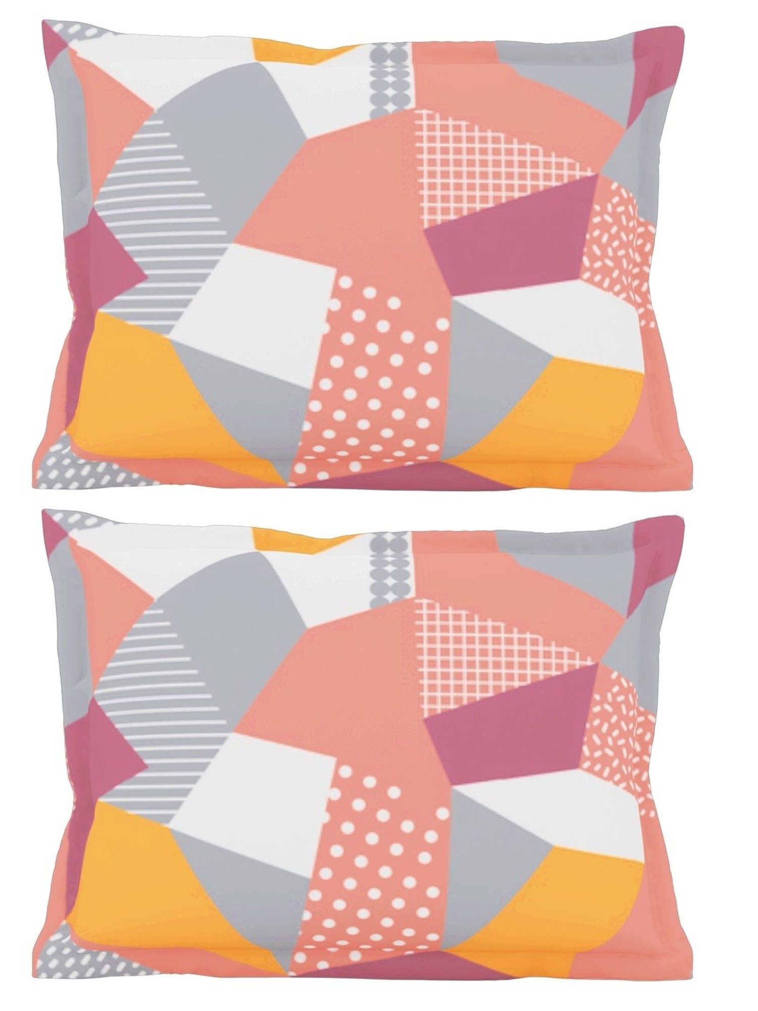 Petal Home Origami Geometric Multicolor 300 TC Cotton King Sized Pillow Covers - Set of 2