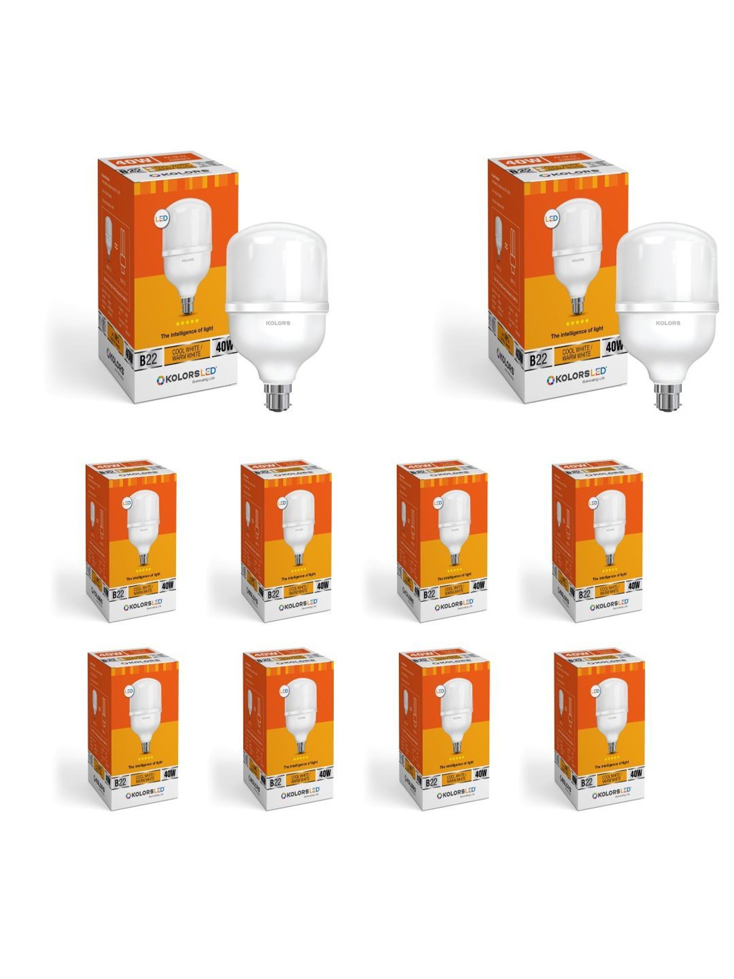 KOLORS Keeto Bulb B22 6500K 40W Pack of 10 - Cool White