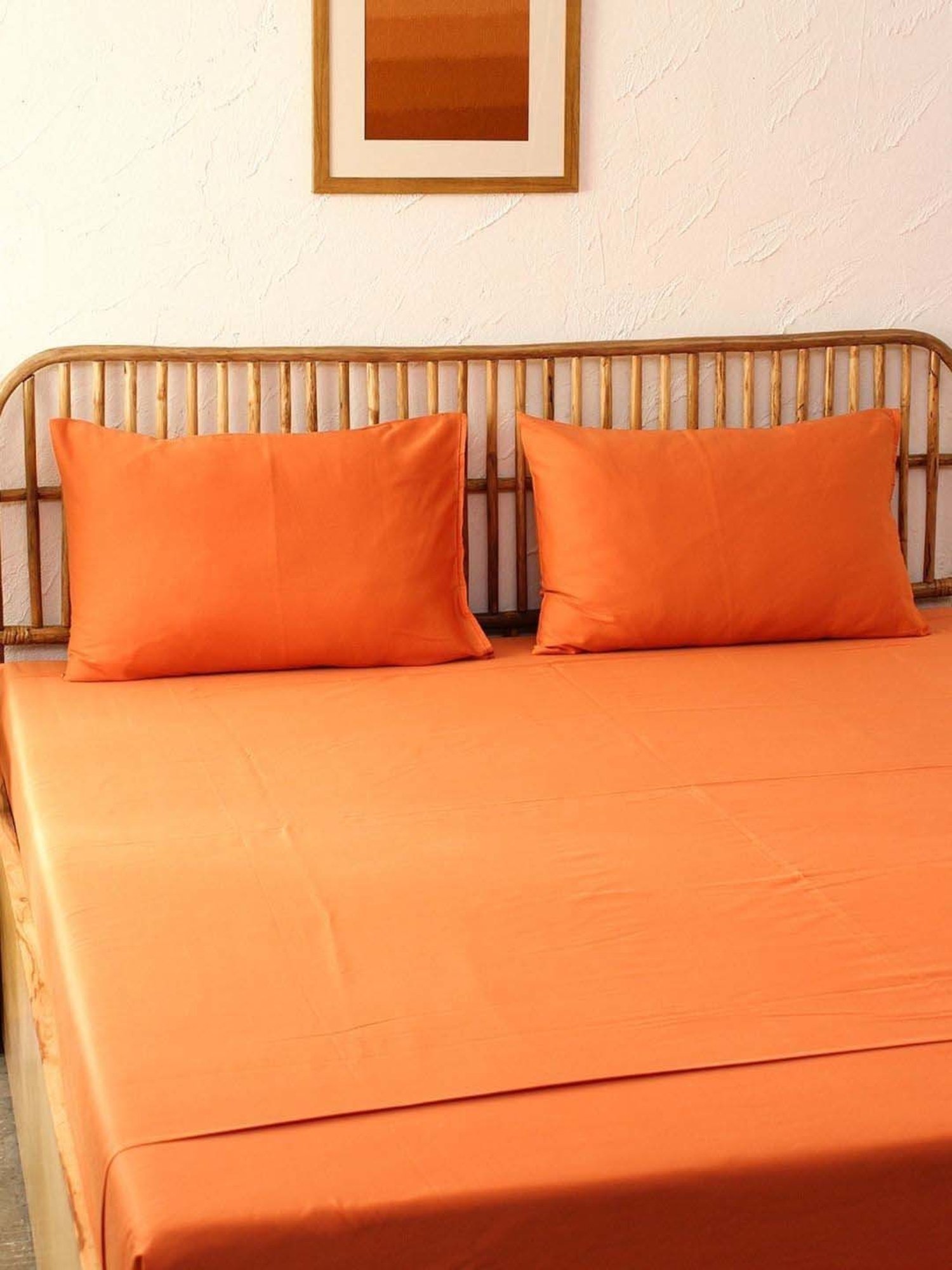 House This Piyambu Rust Cotton 180 TC Single Bedsheet with 1 Pillow Cover