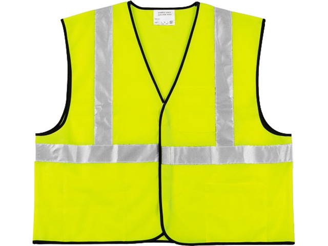 MCR Safety VCL2SLL Class 2 Safety Vest, Fluorescent Lime w/Silver Stripe, Polyester, Large