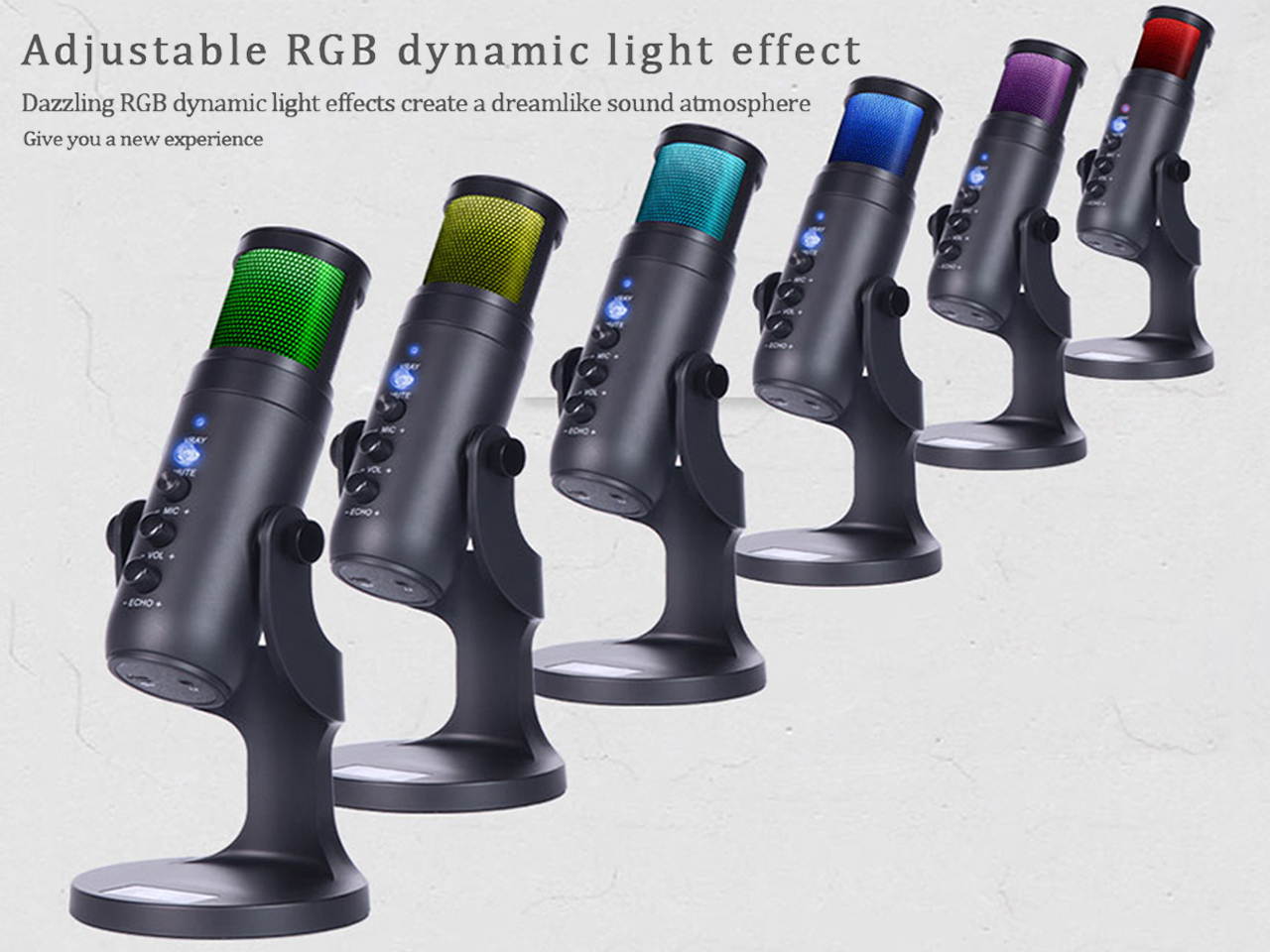 RGB ambient light Condenser Microphone with Professional Sound Chipset for Lives treaming/GamingRecording/Voice Over USB Condenser Microphone for PC, PS4 and Mac(adjustable RGB dynamic light effect)