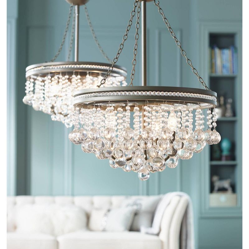 Vienna Full Spectrum Olive Bronze Pendant Chandelier 19" Wide Clear Crystal Baubles 3-Light Fixture for Dining Room House Foyer