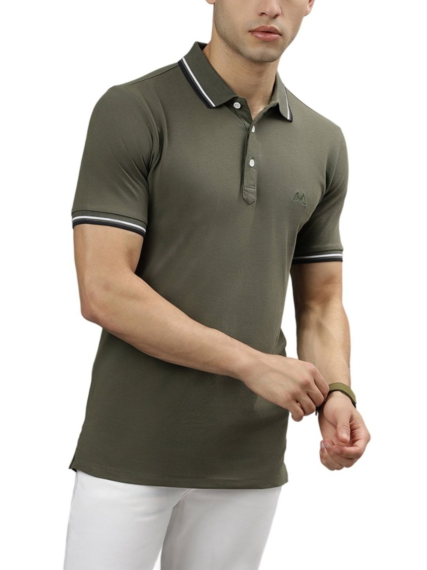 Lindbergh Green Cotton Regular Fit Polo T-Shirt