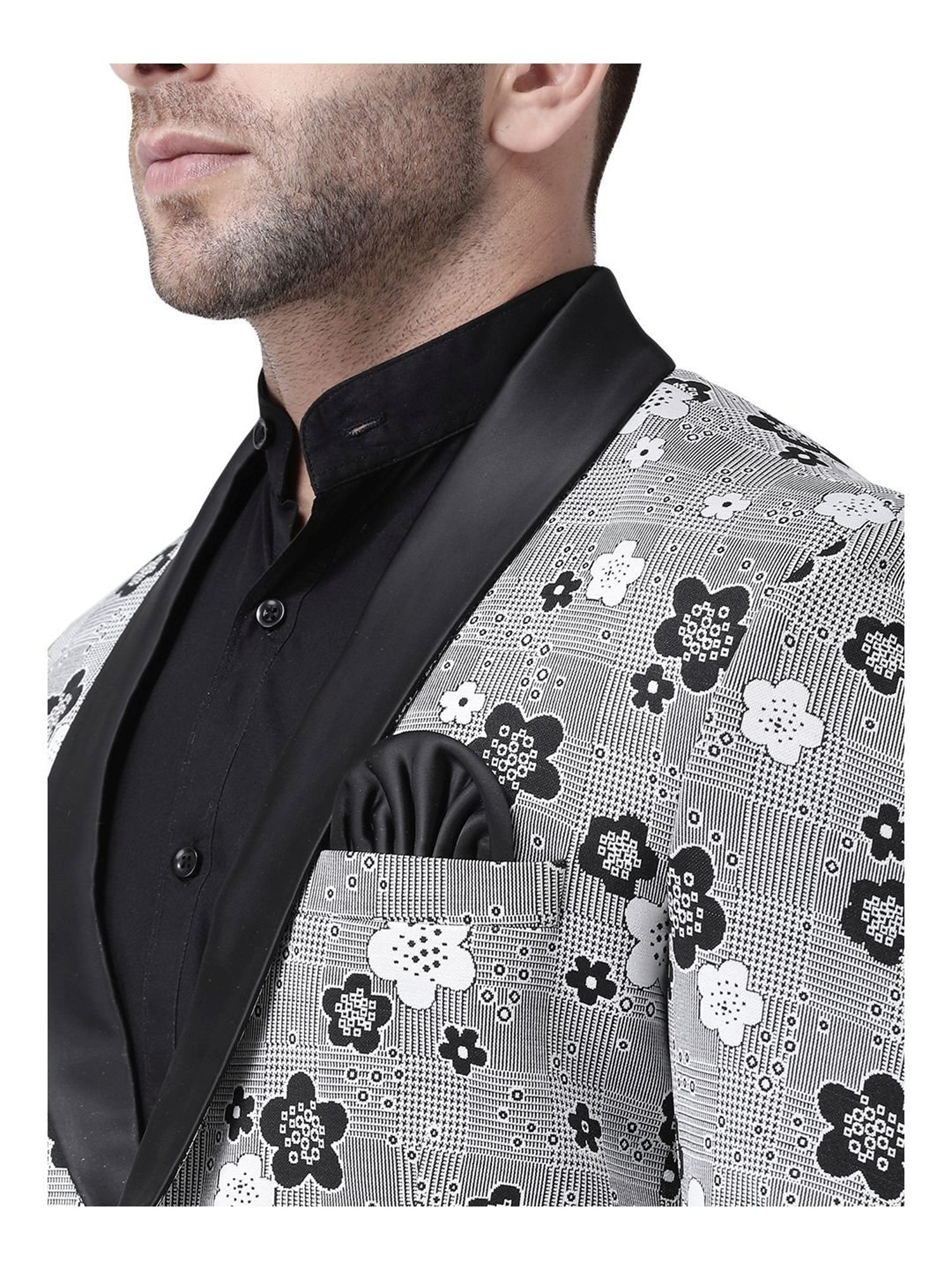 Hang Up Grey Regular Fit Jacquard Blazer