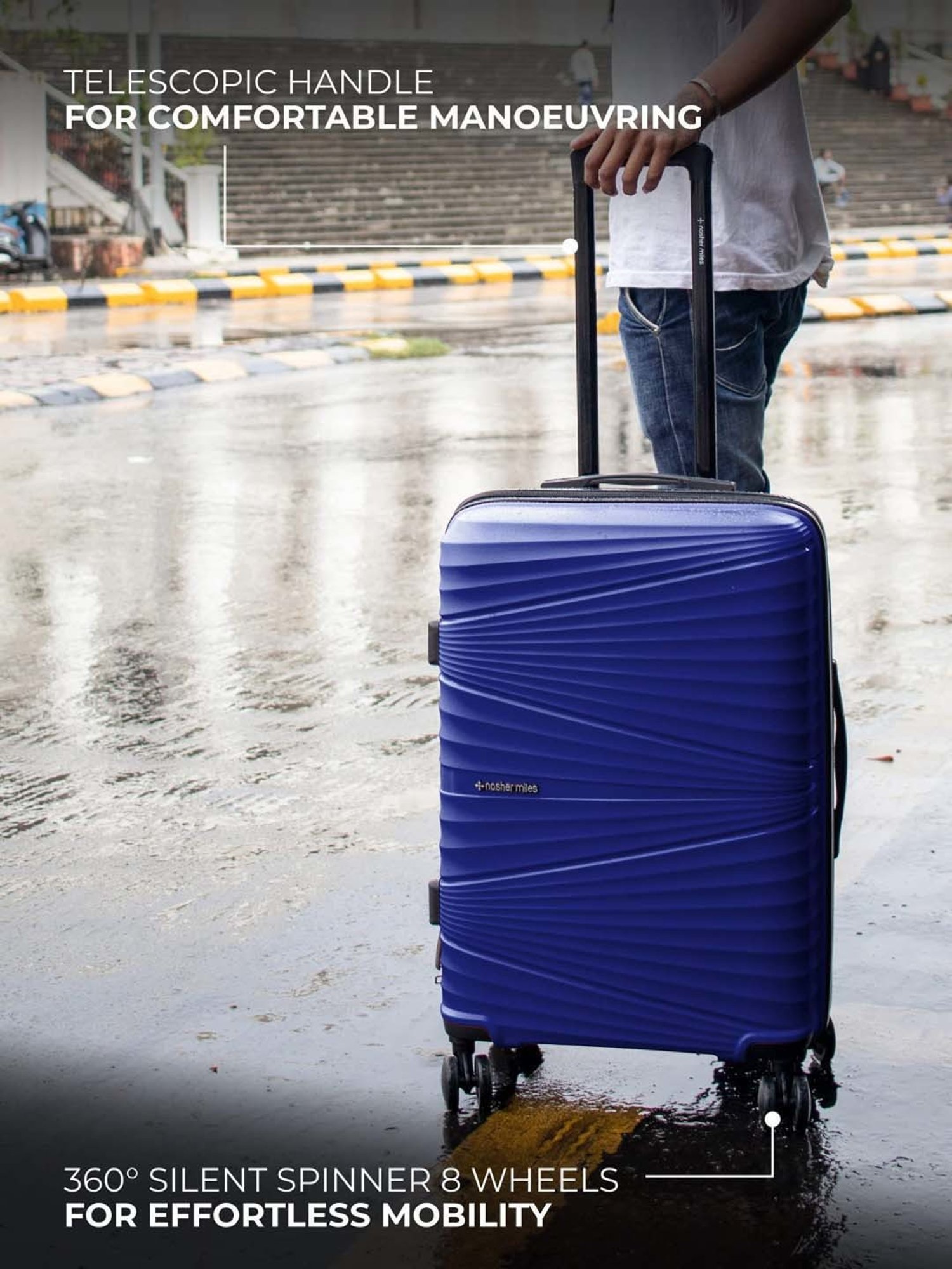 Nasher Miles Mumbai Hard-Sided Polypropylene Luggage Set of 2 Navy Blue Trolley Bags (65 & 75 cm)