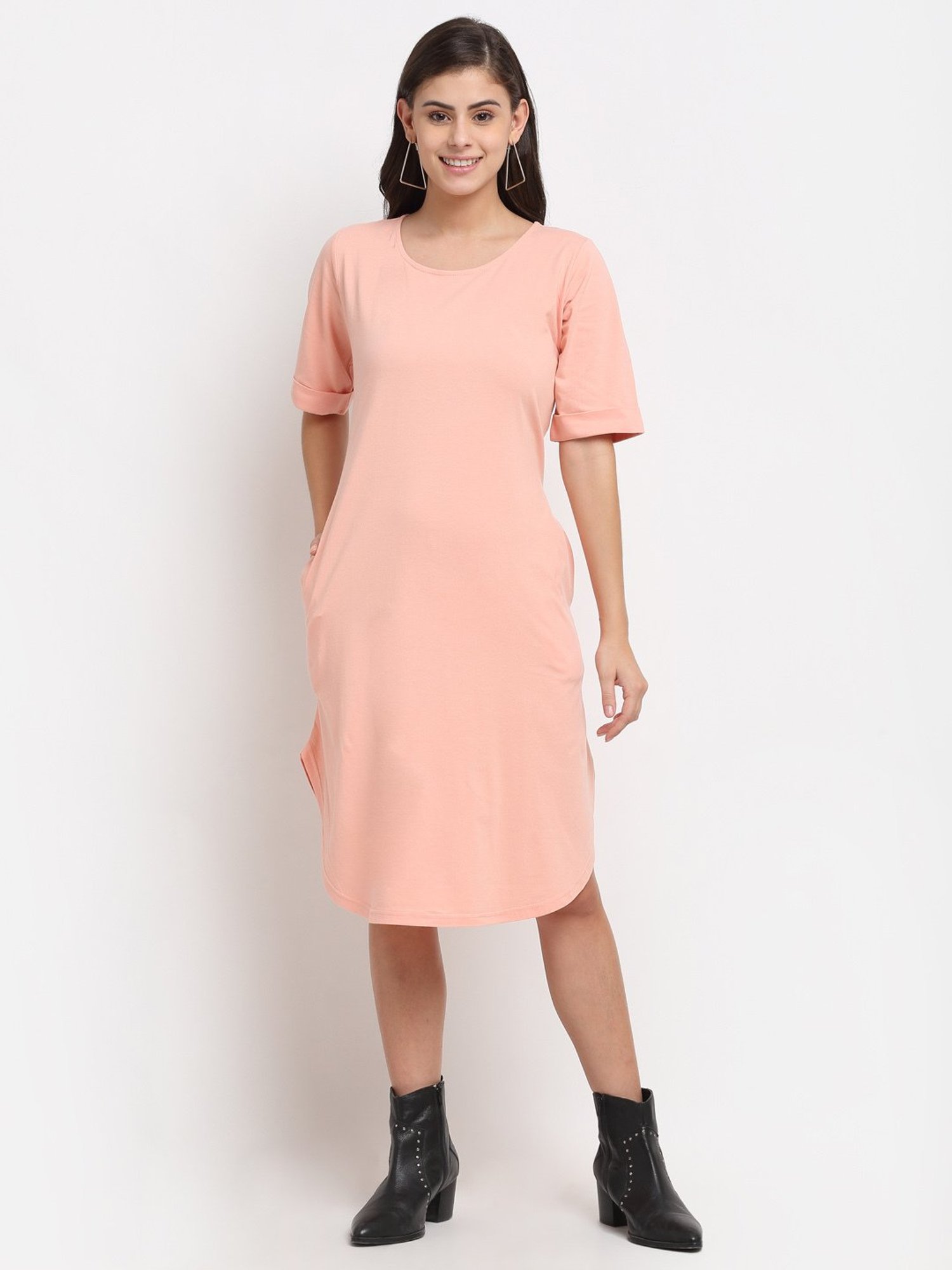 BRINNS Peach Midi A Line Dress