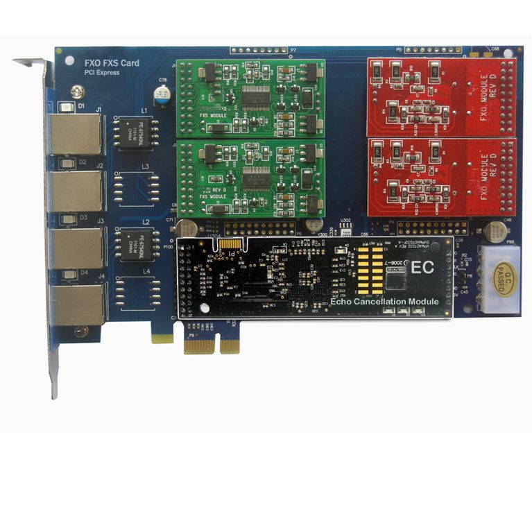 Asterisk Card 2 FXS+2 FXO Card with Hardware Echo Canceller,PCI-E Connector,AEX410 Asterisk board,Issabel,AsteriskNow,Freepbx,aex410p,a400p For IP PBX SIP Phone Appliance VoIP PABX