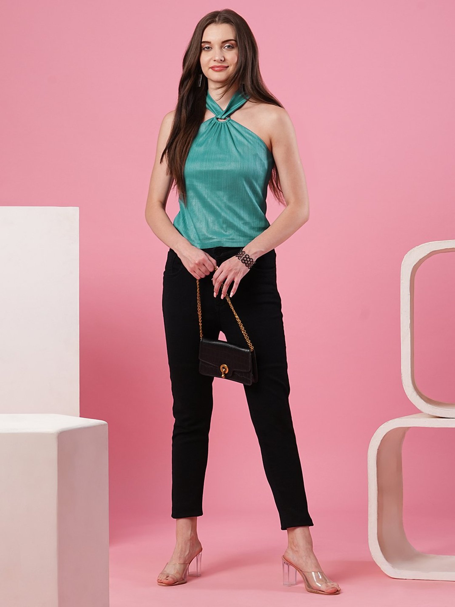Globus Teal Regular Fit Top