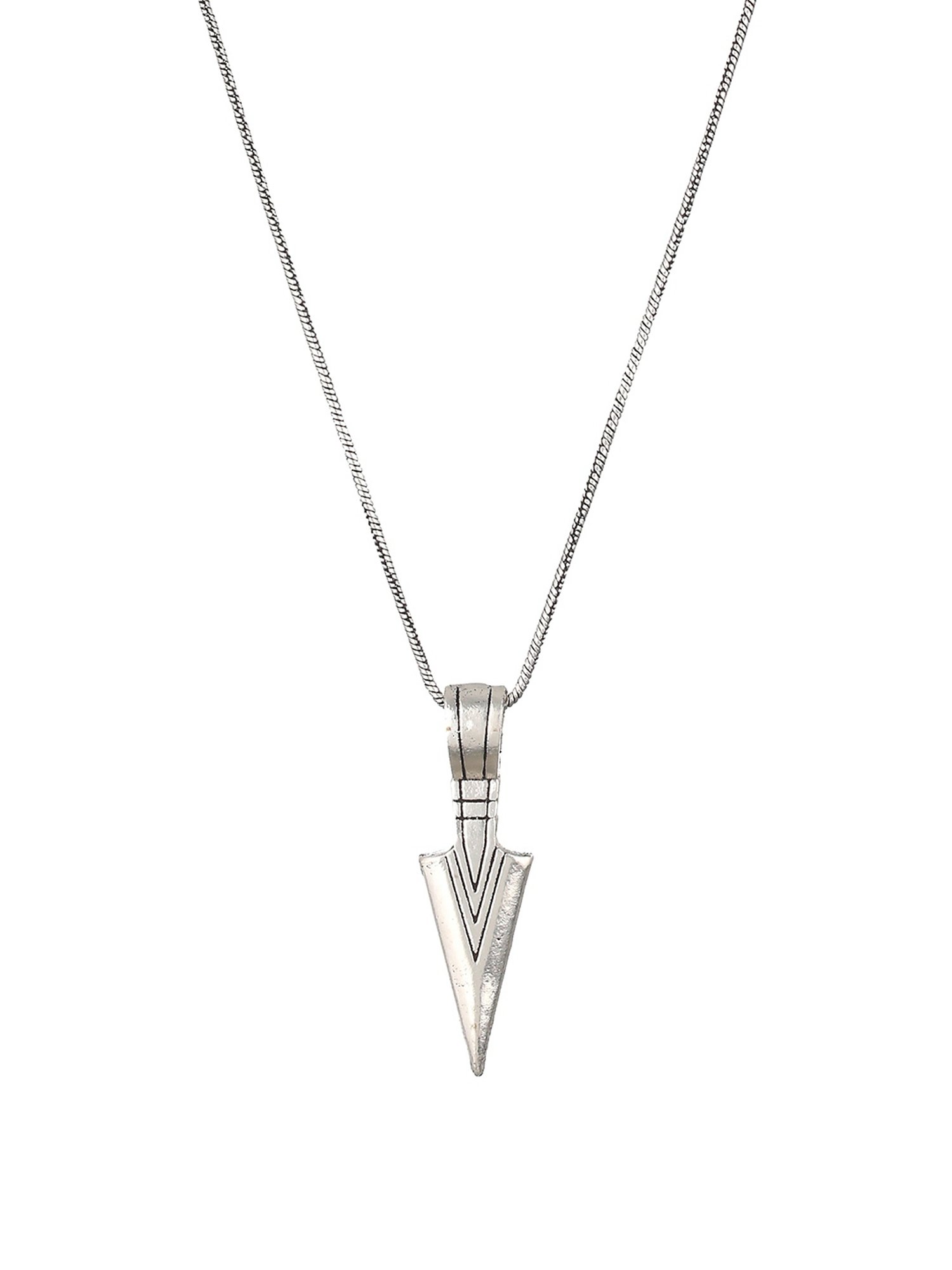 Bold by Priyaasi Striped Arrow Black Casual Pendant With Chain for Men