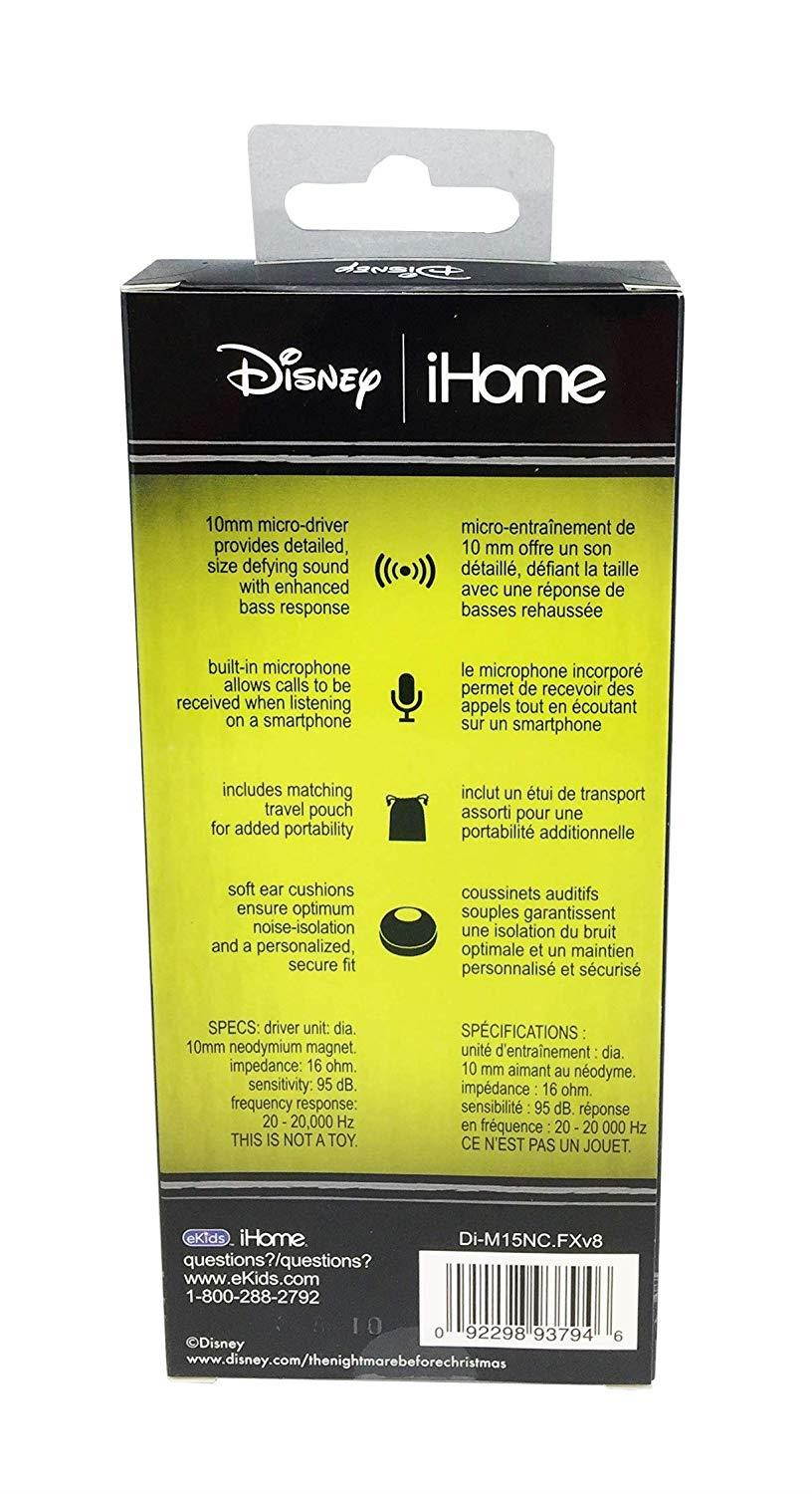 Nightmare Before Christmas Noise Isolating Earbuds with Built in Microphone and Pouch