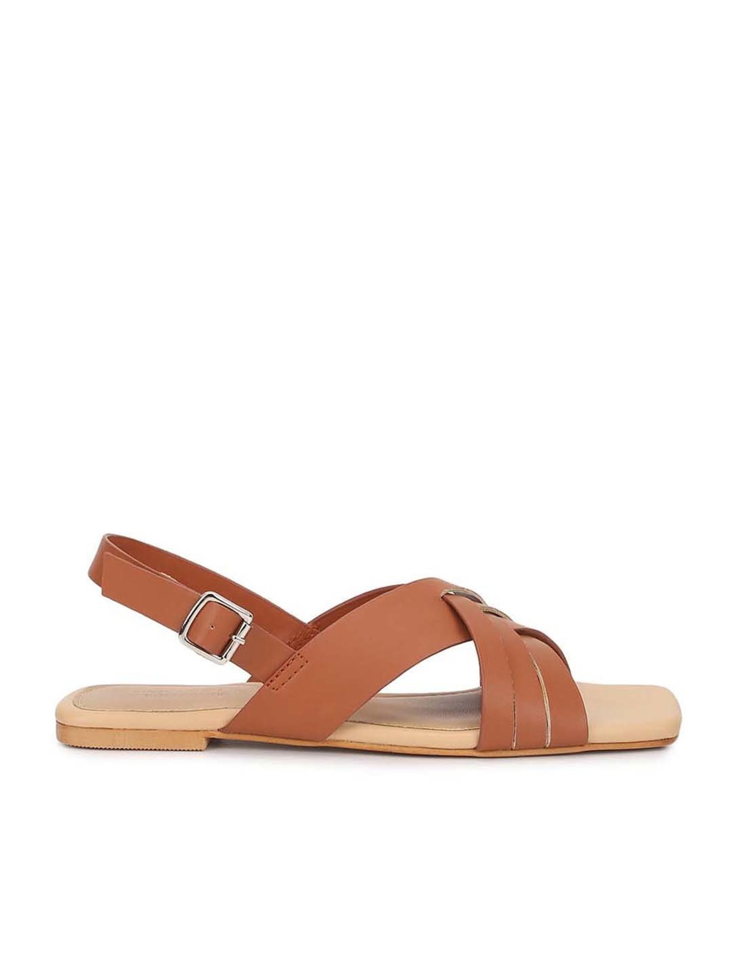 Truffle Collection Women's Tan Ankle Strap Sandals