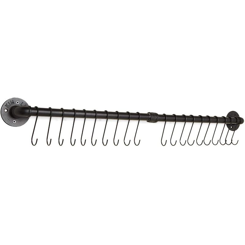 Farmlyn Creek Wall Mounted Kitchen Utensil Rack with S Hooks, Black (38 in)
