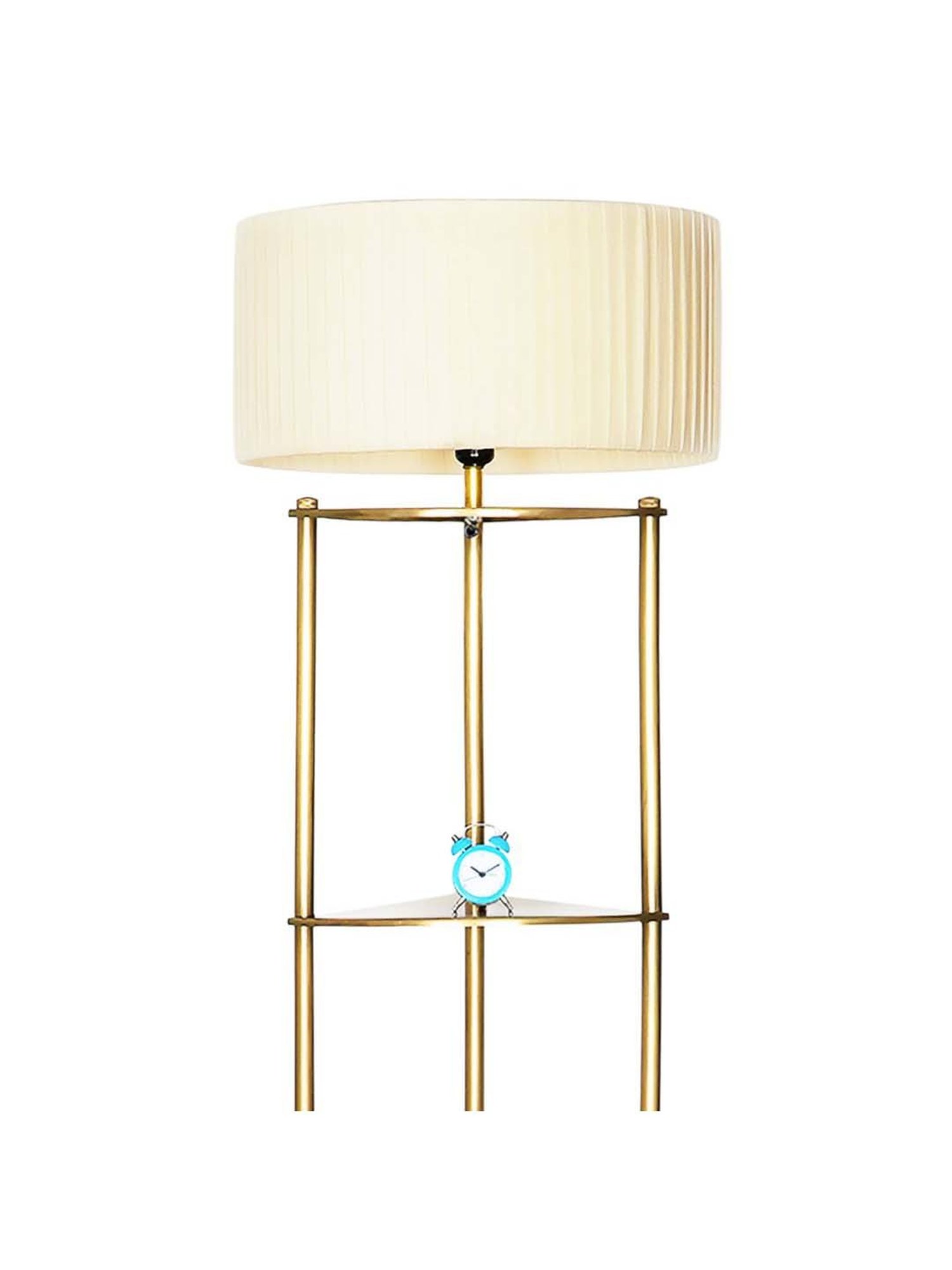 Kapoor E Illuminations Devan Antique Brass Metal Multiutility Shelf Floor Lamp