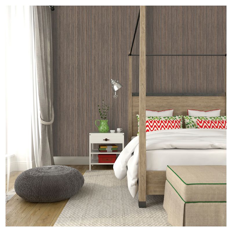Tempaper Grasscloth Removable Wallpaper Dark Brown
