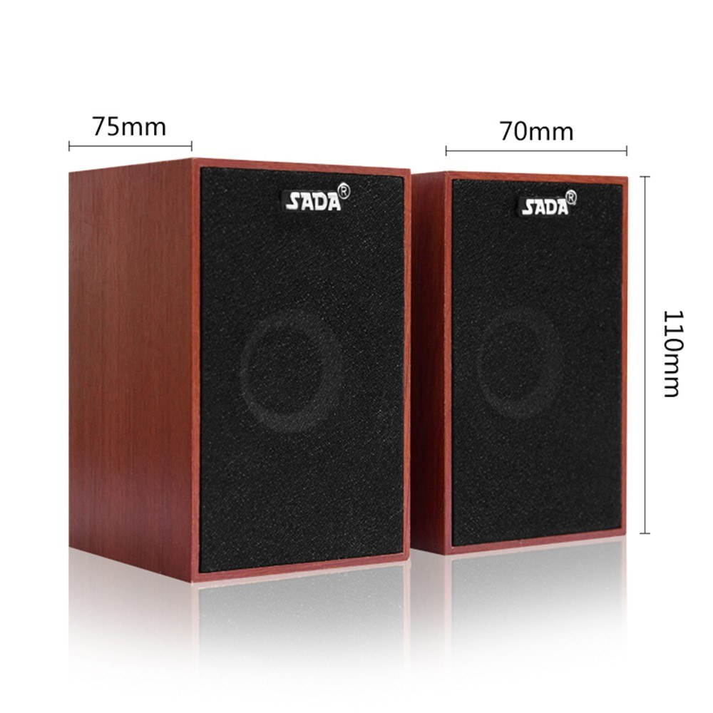 SADA V-160 USB Wired Wooden Combination Speakers Computer Speakers Bass Stereo Music Player Subwoofer Sound Box for Desktop Laptop Notebook Tablet PC Smart Phone
