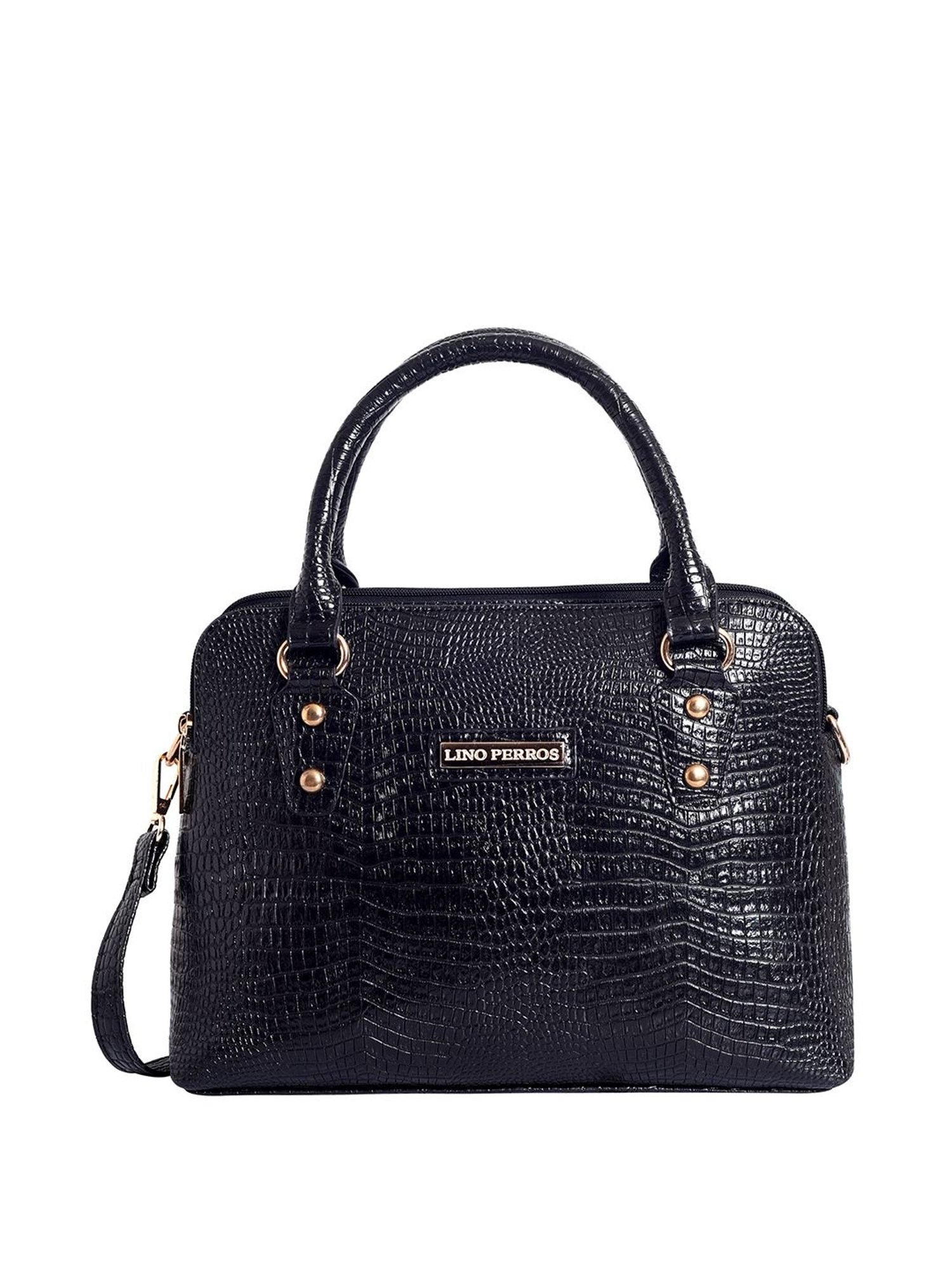 Lino Perros Black Textured Medium Handbag
