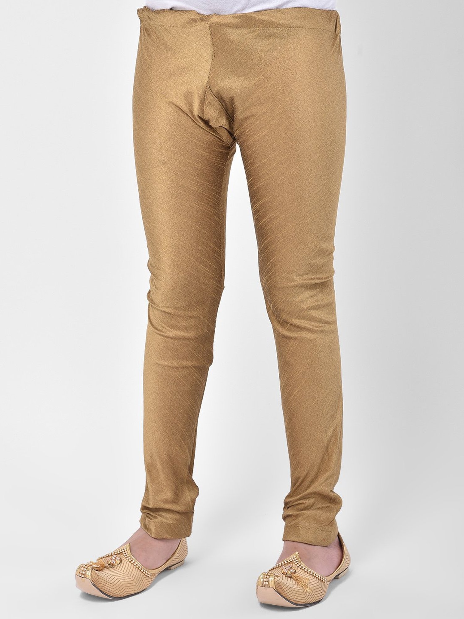 Deyann Kids Brown & Red Self Design Full Sleeves Kurta, Churidar Pants with Nehru Jacket