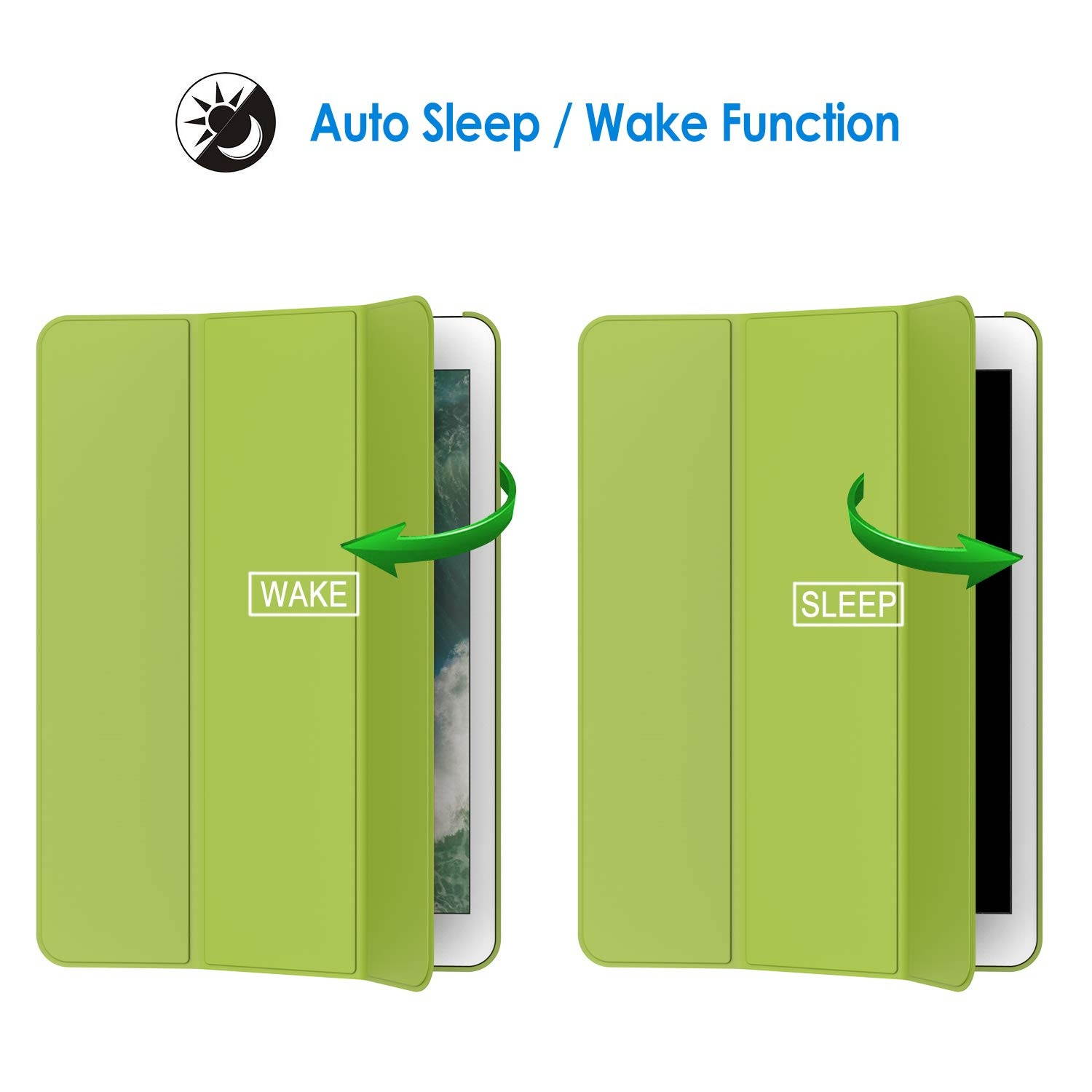 JETech Case for iPad (9.7-Inch, 2018/2017 Model, 6th/5th Generation), Smart Cover Auto Wake/Sleep, Green