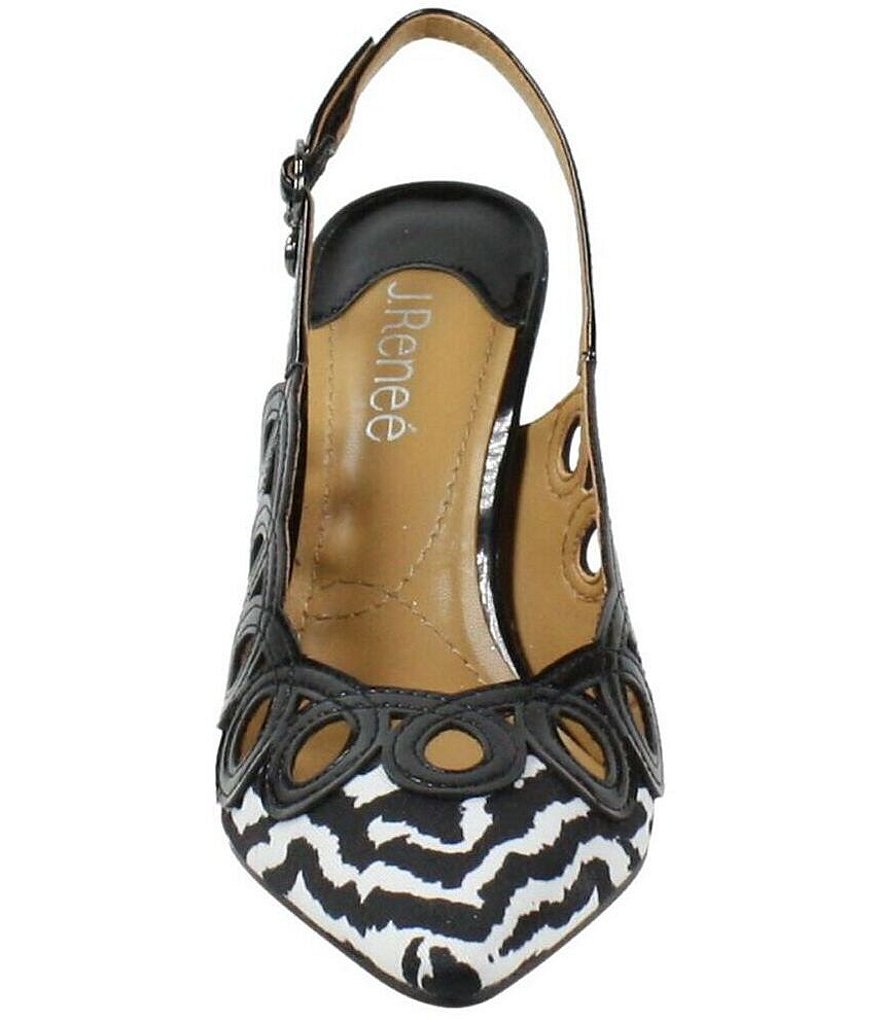 J. Renee Reghina Zebra Print Fabric Slingback Pumps