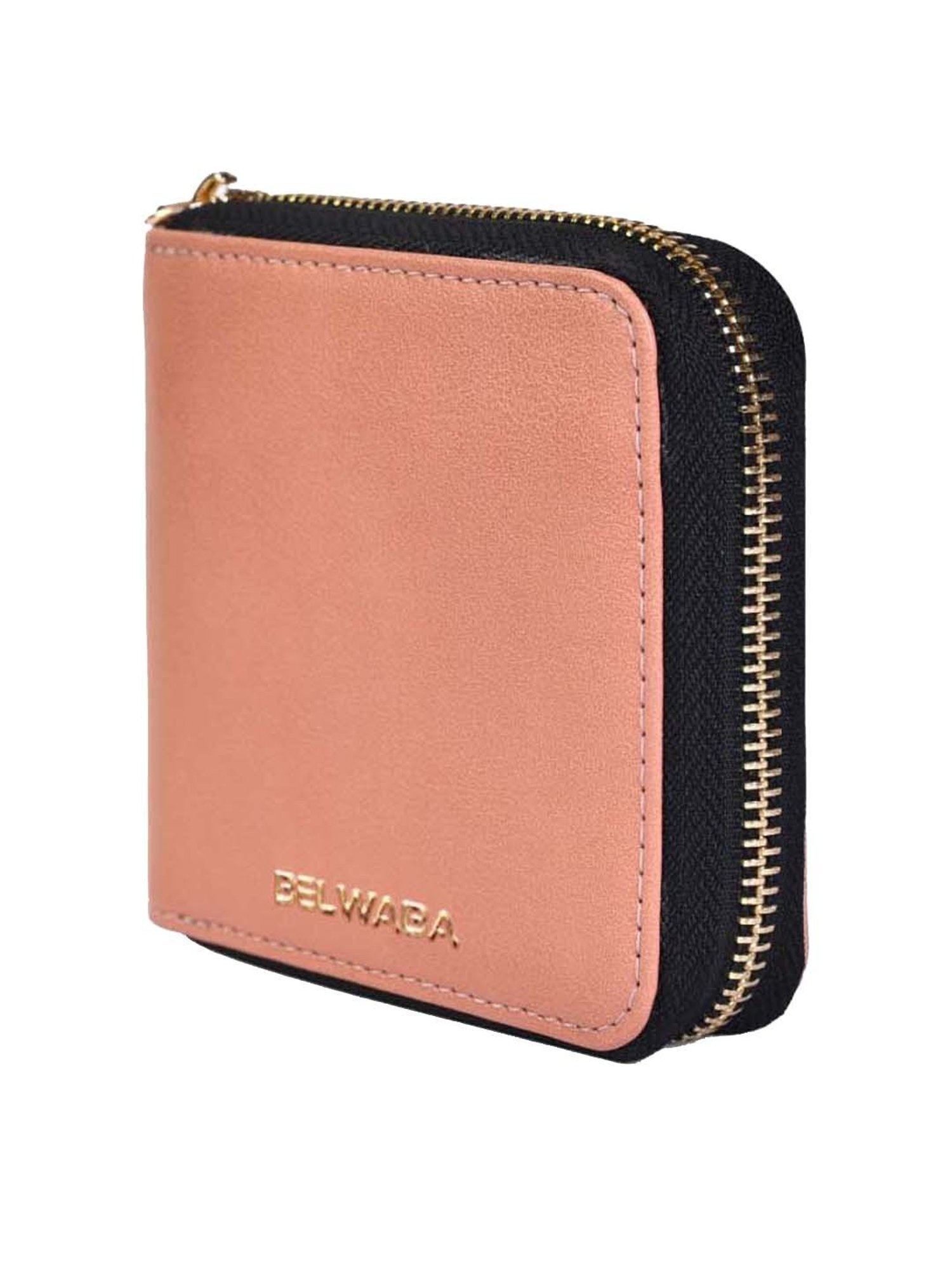BELWABA Peach Textured Zip Around Wallet for Women