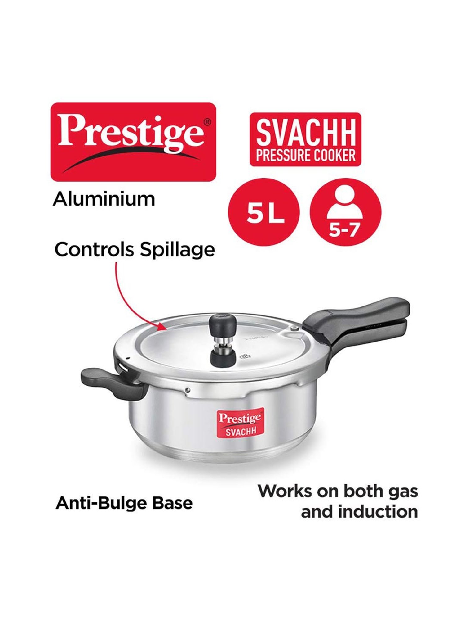 Pigeon Silver Stainless steel Pressure Cooker (10 L)
