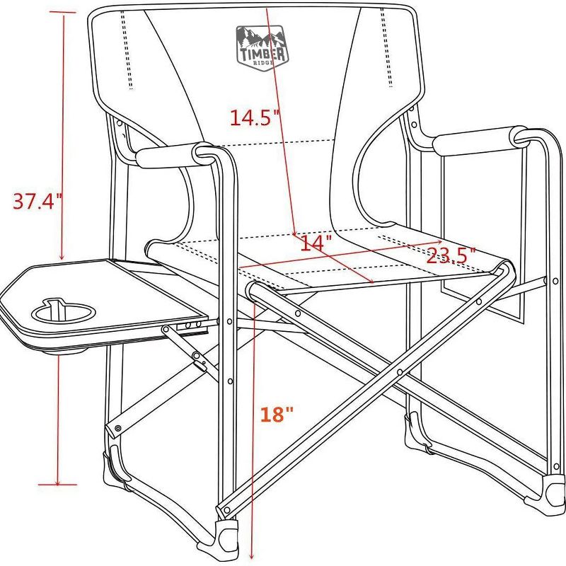 Timber Ridge Portable Lightweight Aluminum Frame Folding Camping Directors Chairs with Side Tables & Cupholders (2 Pack)