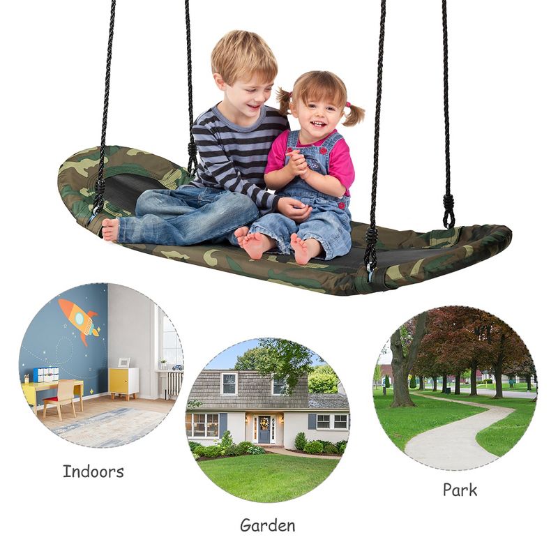 Costway Saucer Tree Swing Surf Kids Outdoor Adjustable Swing Set w/ Handle