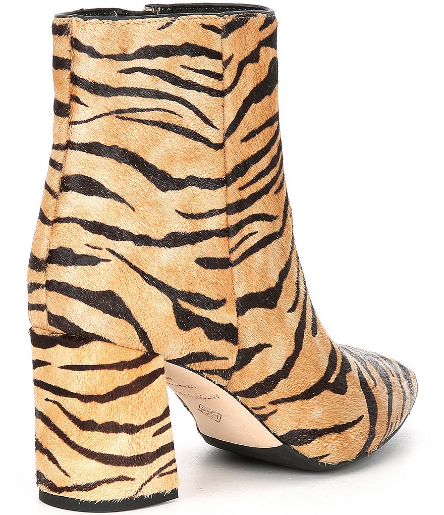 Antonio Melani Lindzay Tigress Printed Haircalf Block Heel Booties
