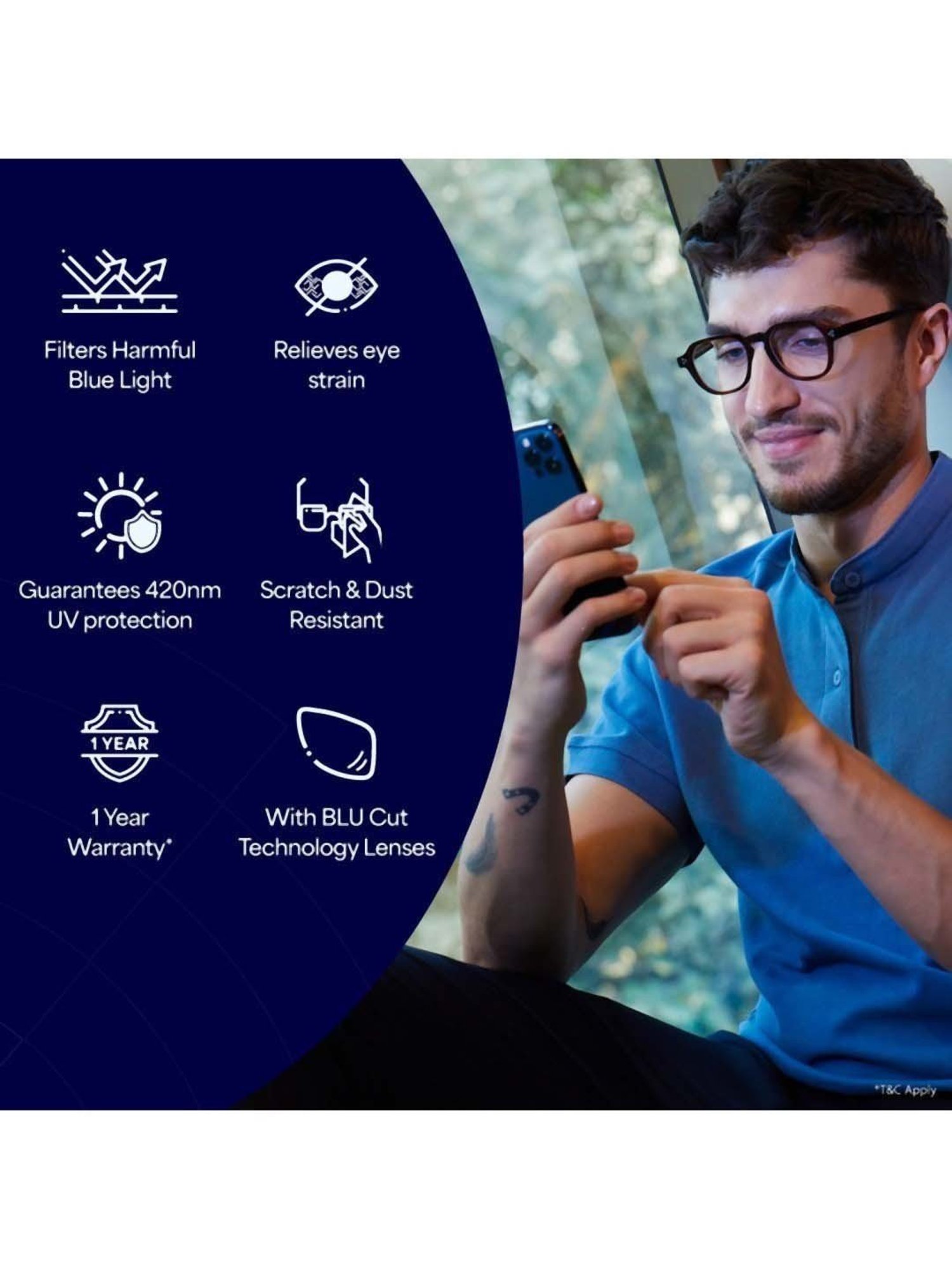 Lenskart Blu Green Rectangular Blue Light Protection Unisex Reading Glasses