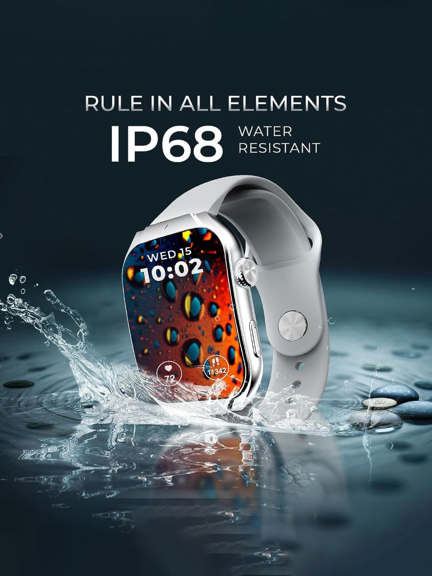 beatXP Unbound Curv 1.96 inch 3D Curved AMOLED Bluetooth Calling Smart Watch (Ice Silver)