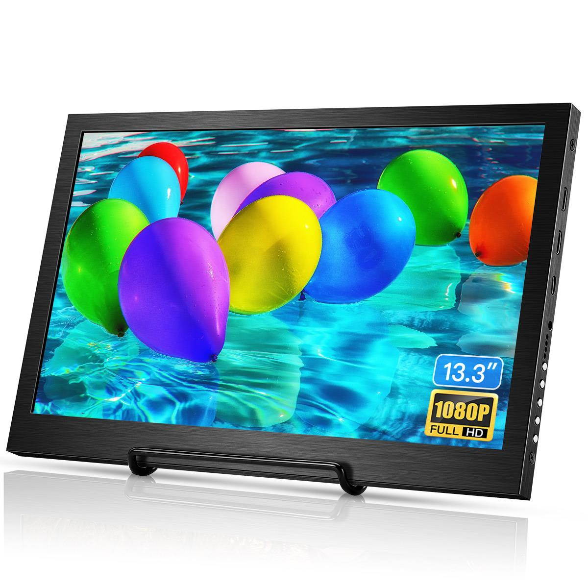 Eyoyo 13.3 inch Portable Monitor HDMI Input Gaming Monitor 1080P HDR IPS Display Compatible with PS3 PS4 Xbox One Xbox 360 Raspberry Pi Wii U Laptop PC DVR w/ Dual Speaker