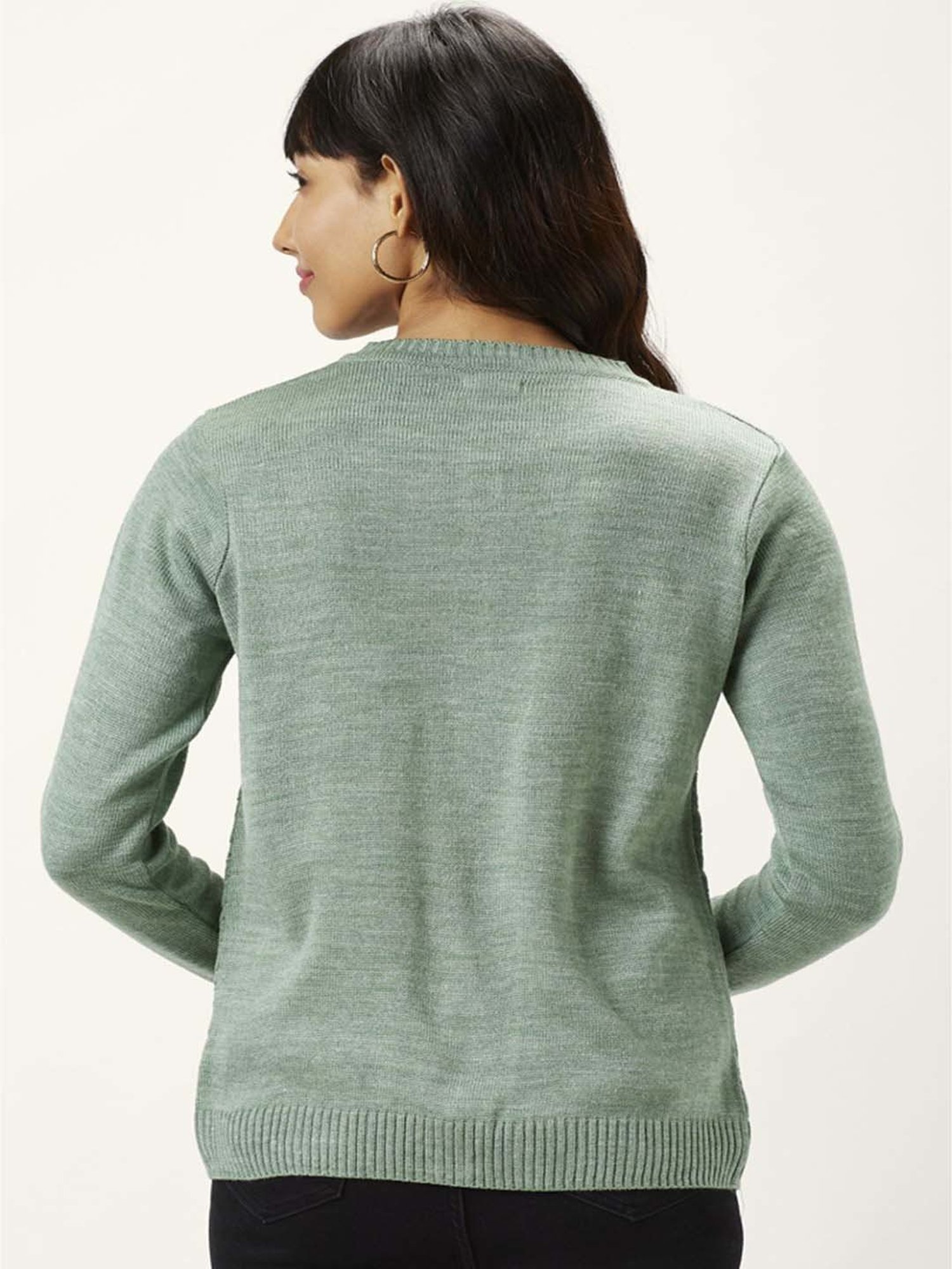 Honey by Pantaloons Green Self Pattern Sweater