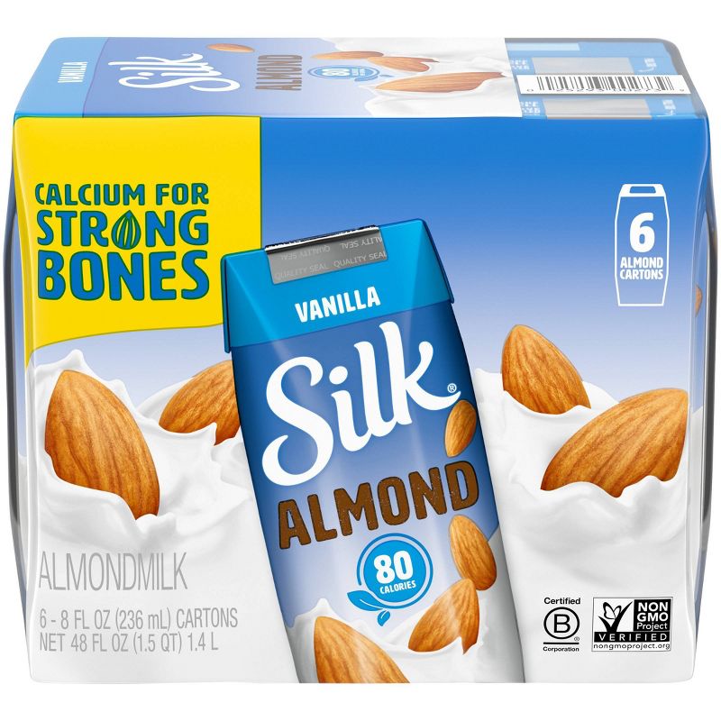 Silk Vanilla Almond Milk 8oz, 6 pk
