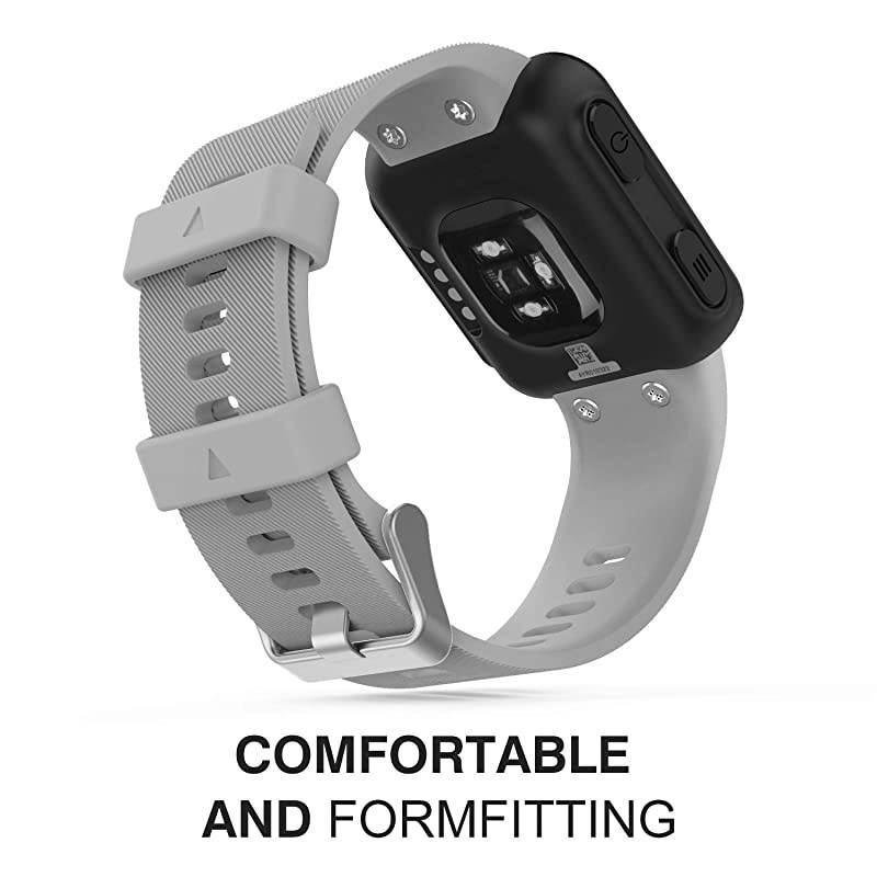 Compatible with Forerunner 35 Watch Band Soft Silicone Replacement Watch Band Sport Bracelet Strap with 6pcs Screws and 2pcs Screwdrivers for Forerunner 35 GPS Running Smart Watch Gray