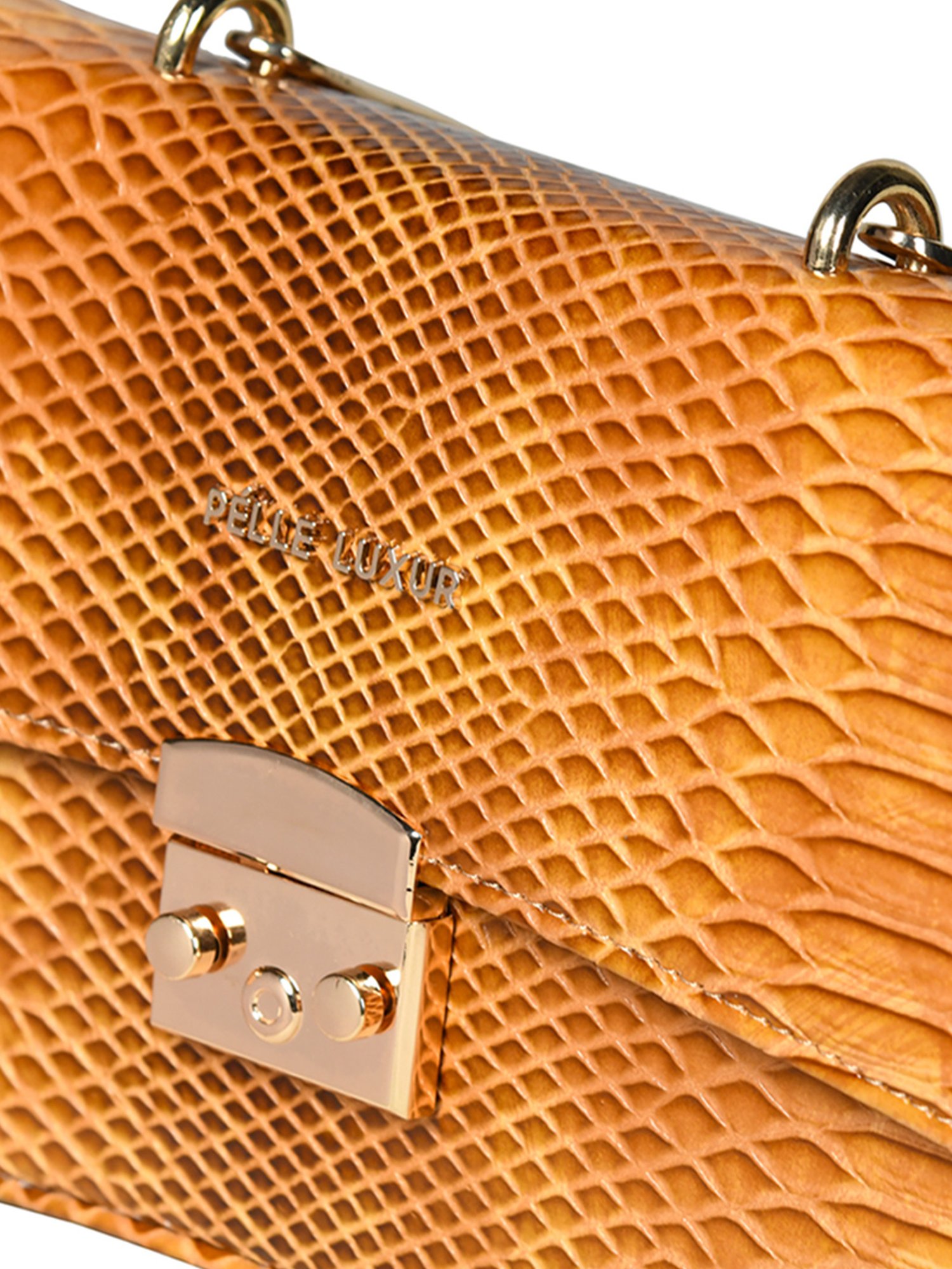 PELLE LUXUR Light Brown & Dark Brown Animal Effect Small Cross Body Bag