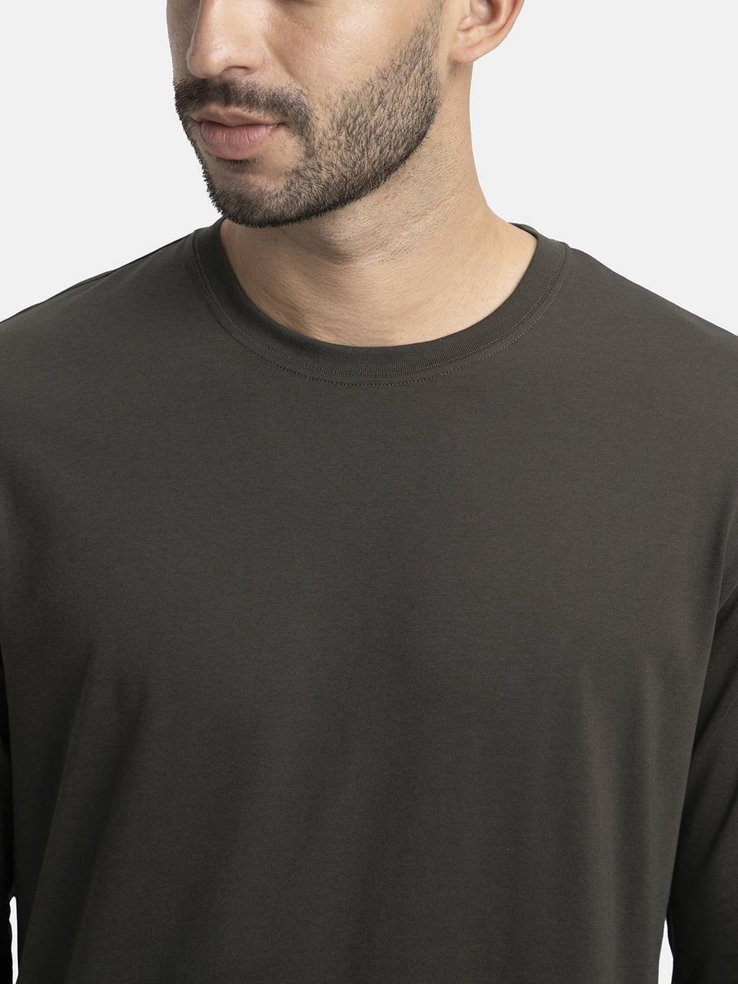 Jockey AM95 Men's Super Combed Cotton Rich Solid Round Neck Full Sleeve T-Shirt