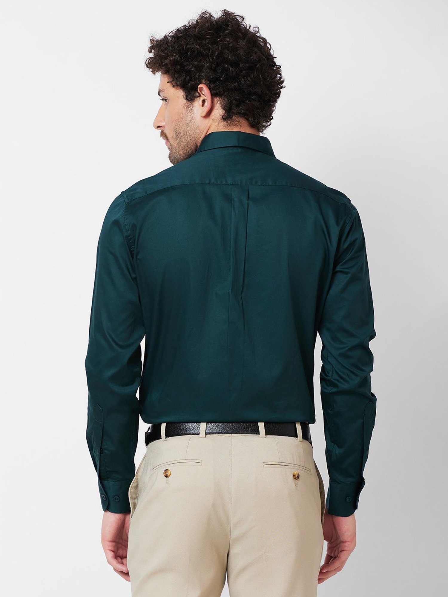 Kenneth Cole New York Dark Green Slim Fit Cotton Shirt