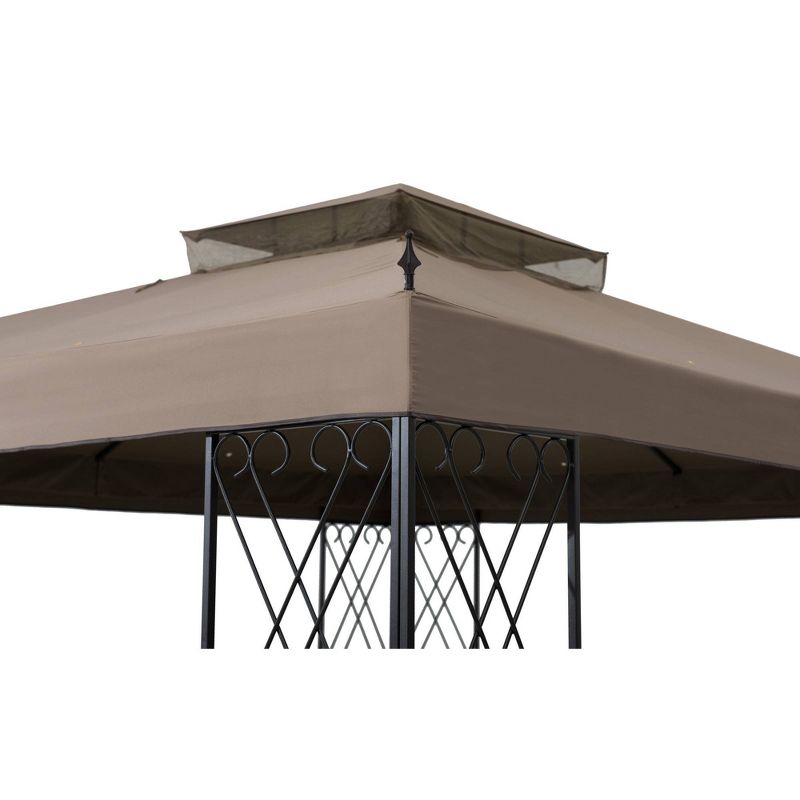 Woodstock 10' x 12' Two-Tier Hardtop Vented Patio Gazebo Khaki - Sunjoy