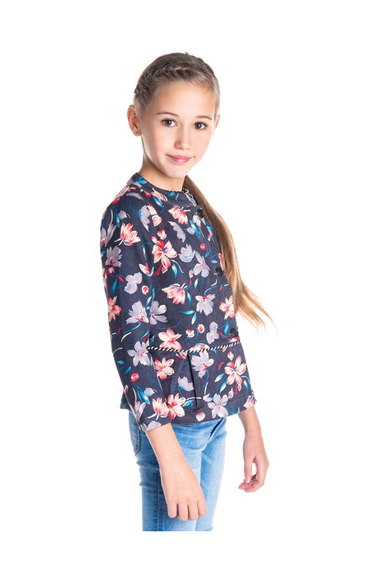 Cherry Crumble by Nitt Hyman Kids Navy Floral Print Coat
