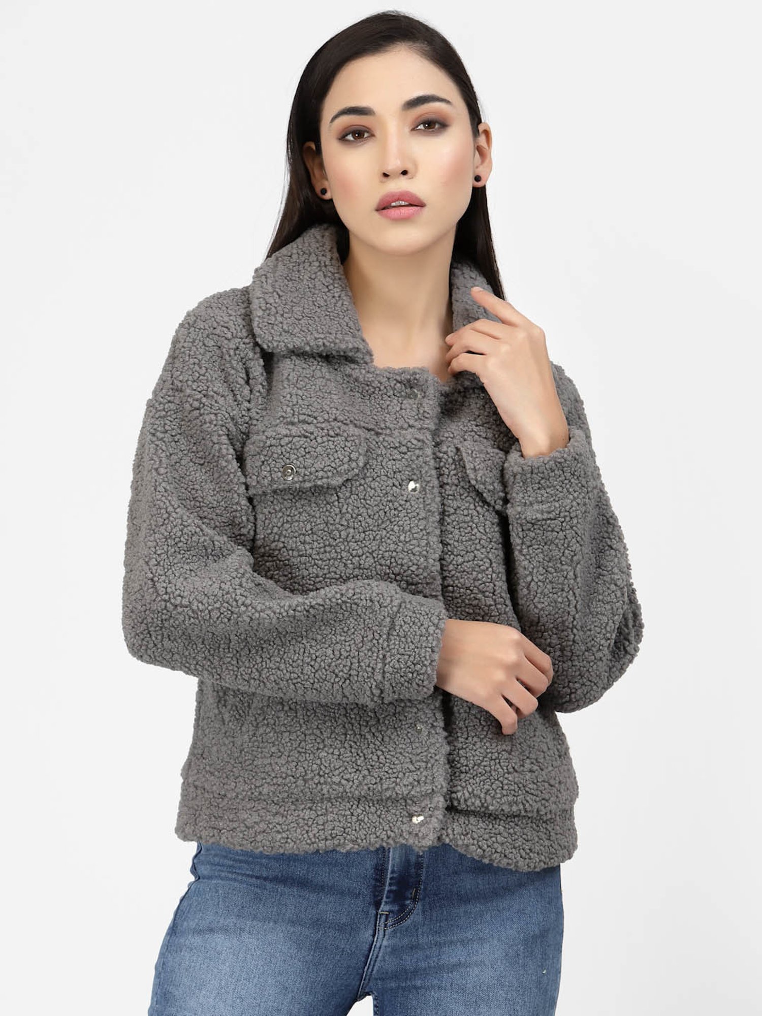 Juelle Grey Front-Open Sweatshirt